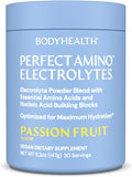 BodyHealth PerfectAmino Electrolytes Powder No Sugar, Hydration Fasting Keto Zero Sugar Electrolytes Drink Mix with Trace Minerals - Passion Fruit - 30 Servings
