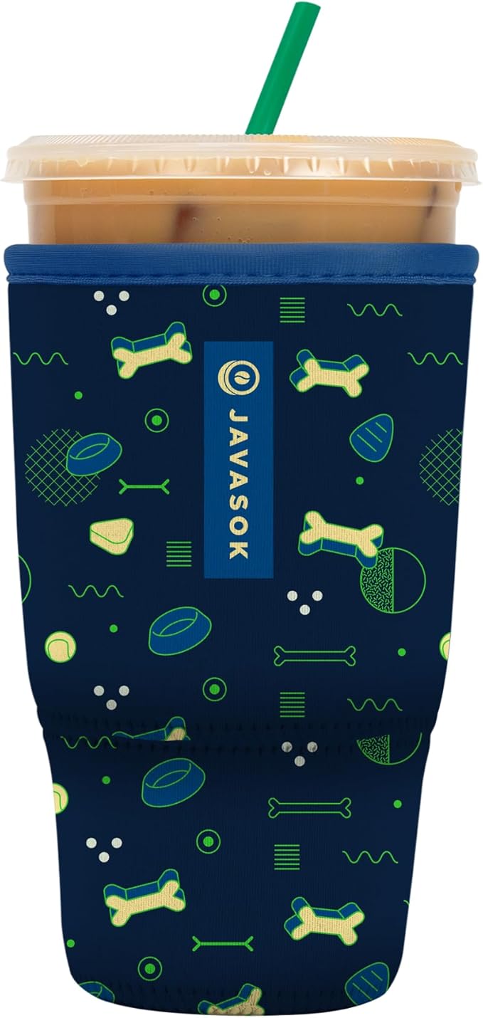 Sok It JavaSok Iced Coffee & Cold Soda Insulated Neoprene Cup Sleeve (Bone Appetit, Large: 30-32oz)