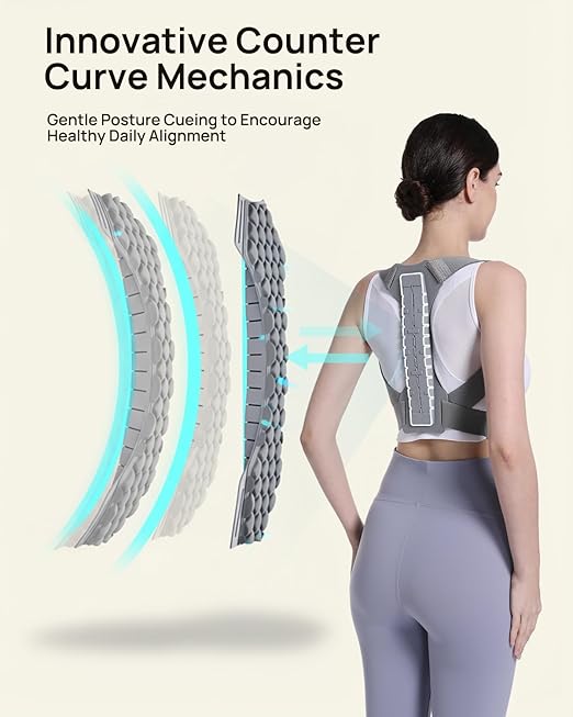 OFIR Innovative Counter-Curve Mechanics Back Brace Posture Corrector for Women, High Elasticity & Premium Material Blend Back Posture Corrector for Men, Upgraded 3D Diamond Padding Airflow Brace