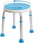 Vaunn Medical Tool-Free Assembly Adjustable Swivel Shower Stool Seat Bench with Anti-Slip Rubber Tips for Safety and Stability