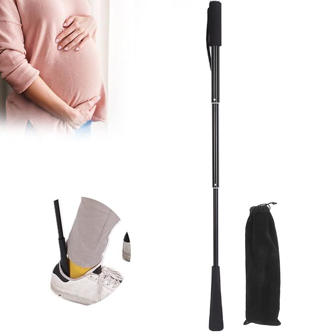 Shoe Horn Long Handle For Seniors,Retractable Shoe Spoon Non Slip Handle Dressing Aid for Men and Women,Adjustable Length Large Standing Reach Assist
