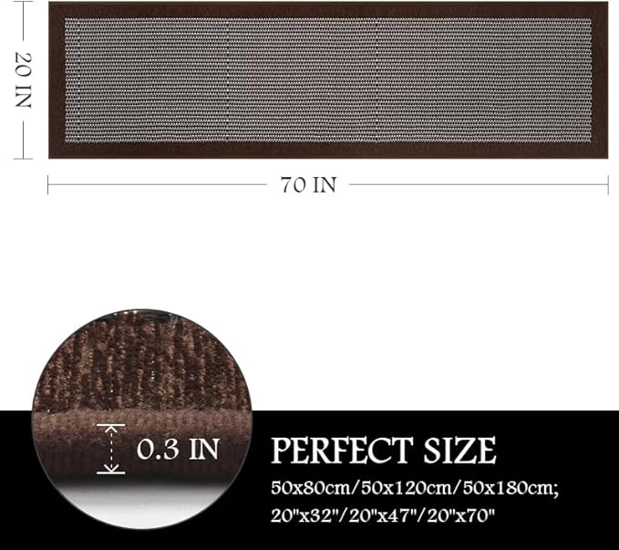 PADOOR Kitchen Rugs and Mats Non Skid Washable - Non Slip Absorbent Kitchen Runner Rugs for Floor, Machine Washable Standing Mats for in Front of Sink,Entryway,Entrance,Door(20"x70",Dark Brown)