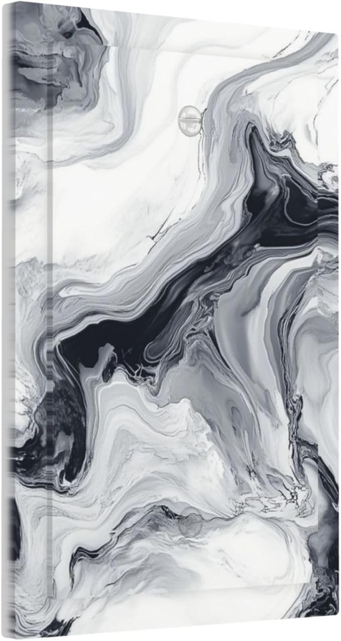 Abstract Marble Ink Texture Grey Marble Print Light Switch Cover Plate 1 Gang No Device Blank Electrical Wall Plates Faceplate Decorative Switch Plate for Bathroom Kitchen Decor