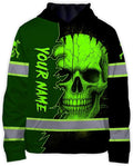 Matedecor Skull US Flag Reflective High Visibility Hoodie For Men Construction Hi Vis Safety Workwear Custom Name