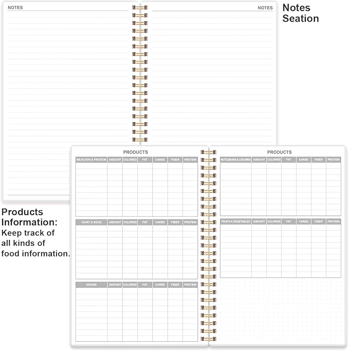 Weekly Meal Planner Notebook,A5 Weekly & Daily Meal Prep Journal with Shopping and Grocery Lists for Menu Planning, Lasts 1 Year, Blue Watercolor