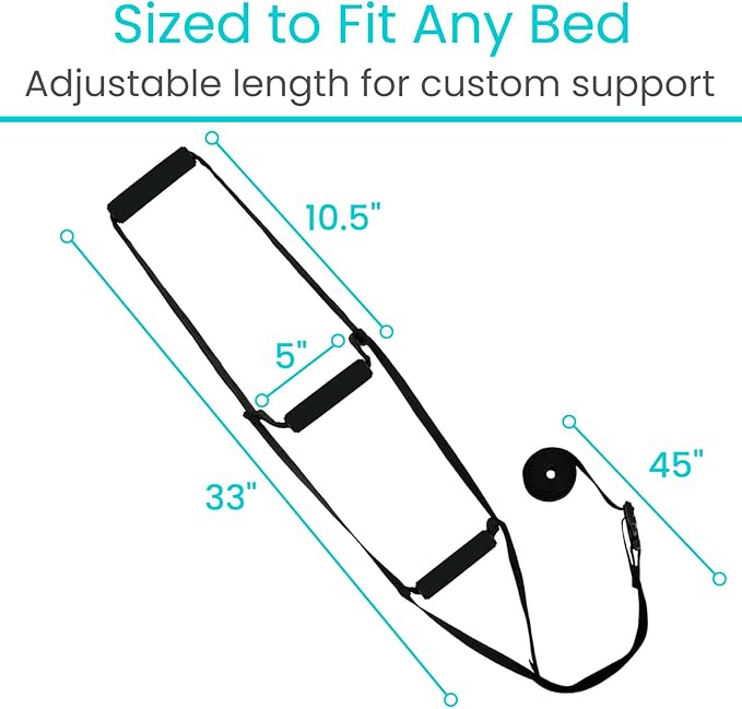 Vive Bed Ladder Assist - Pull Up Assist Device with Handle Strap - Rope Ladder Caddie Helper - Sitting, Sit Up Hoist for Elderly, Senior, Injury Recovery Patient, Pregnant, Handicap - Padded Hand Grip