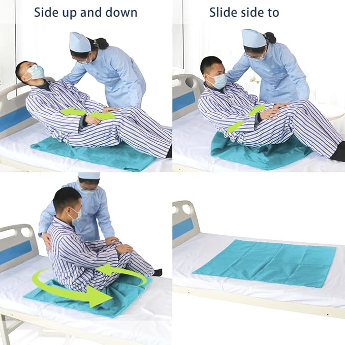 Sky Blue Tubular Slide Sheet for Patient Transfer ，Washable & Reusable Draw Sheets, Sliding Board Suitable for Cars, Vehicles, Wheelchairs, Hospitals, Bed Transfers, Nursing Home Care，53" x 28"