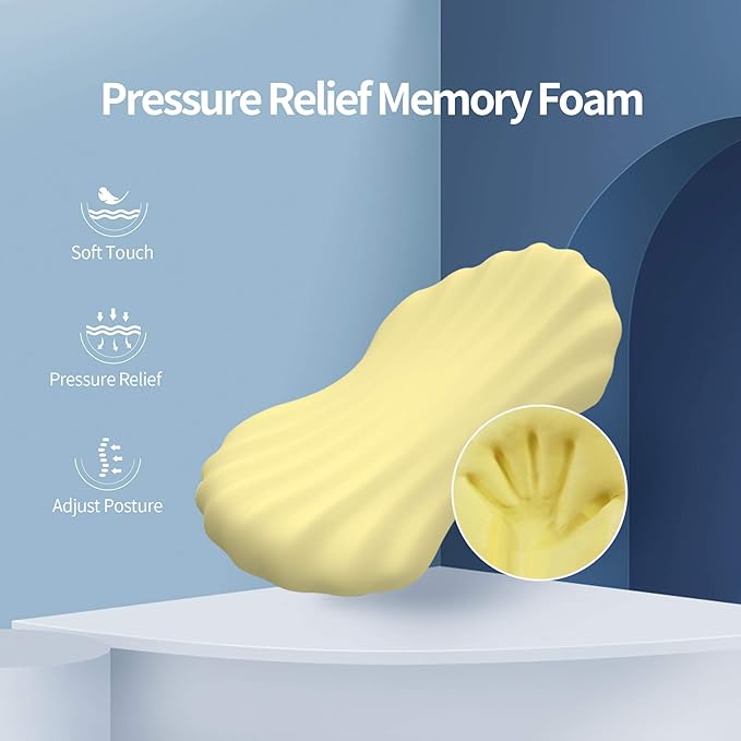 RESTCLOUD Adjustable Lumbar Support Pillow for Sleeping Memory Foam Back Support Pillow for Lower Back Pain Relief and Sleeping, Lumbar Support Pillow for Bed and Chair
