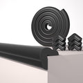 Edge Protector for Baby Proofing, 6.6FT 0.67’’Th L-Shape Air Buffering Soft NBR Rubber Foam Furniture Edge Bumper Guards with 6 Corners, Pre-Taped, Thick Table Bumper Guard for Babies (Black)