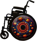 Designer Halloween Wheelchair Wheel Covers – Spooky Laughing Pumpkin Theme | Wheelchair Accessories | Enhances Aesthetics, Easy Install/Remove, Lightweight, (Party Pumpkin)