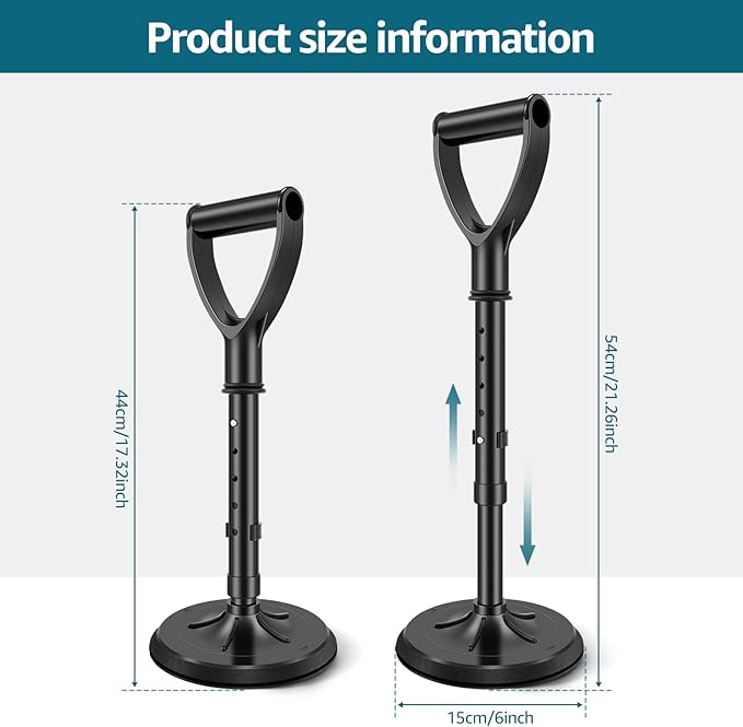 Mobility Tool Standing Aid Device Adjustable Standup Helper to Help Get Up from Floor and Ground Metal Senior Lift Assist Device Elderly Standing Helper Support Tool for Seniors(Black)