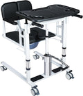 Drexo Patient Lift Transfer Chair, 5 in 1 Patient Lift Chair with 180°Split Seat, Height Adjustable Patient Transfer Chair with 4 Casters for Home Seniors Elderly, Load 450Lbs (Non-Fold, Silver)