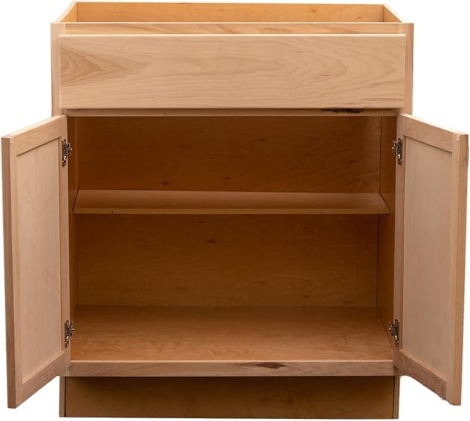 Quicklock RTA (Ready-to-Assemble) | Base Kitchen Cabinets - Shaker Style | Made in America (Raw Hickory, 36" Wx34.5 Hx24 D Base)