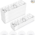 Tatuo 4 Pcs Cable Organizer with 40 Wire Ties, Plastic Cord Storage Charger Box Electronics Organizer with Adjustment Compartments Cable Storage for Drawer Home Office Desk Accessories (White)