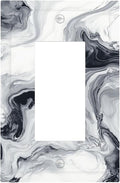 Abstract Marble Ink Texture Grey Marble Print Decorative Outlet Covers 1 Gang Single Rocker Light Switch Cover Plate Wall Plates GFCI Faceplate for Bathroom Kitchen Decor
