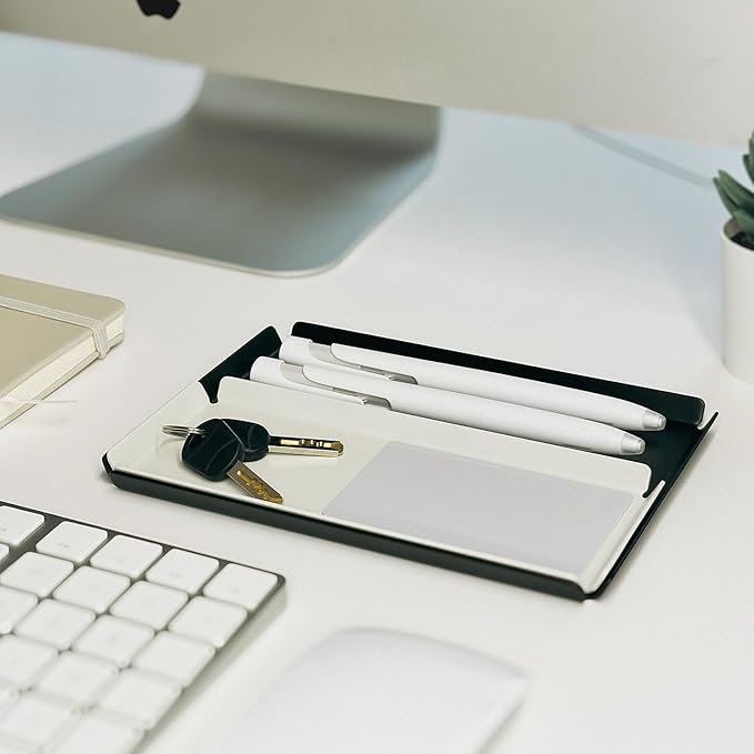 Aluminum Organizer Tray for Desk & Entryway - Minimalist Metal Catchall for Keys, Jewelry, Wallet | A7 Tall, Ivory | by PROGETTO2.70