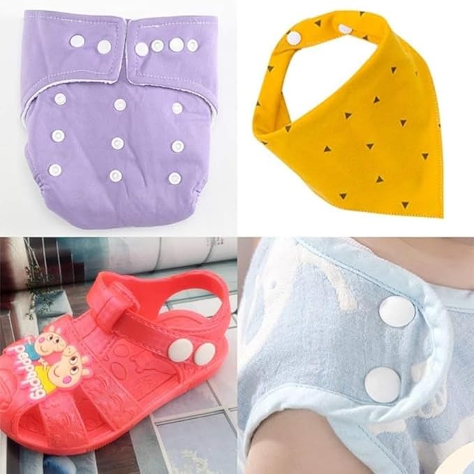 FUPUAII T5 Snap Buttons Set of 20 Colors Plastic Snaps Hand Tool Kit for Clothes, Cloth Diapers with Organizer Storage Containers(Round Buttons + Heart-Shaped Buttons