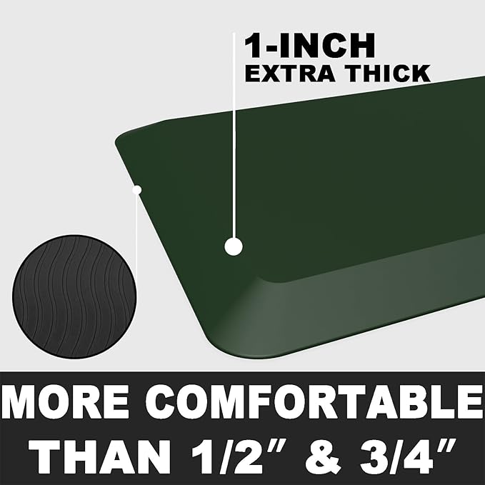 1" Extra Thick Anti Fatigue Floor Mat 40" L x 20" W,Kitchen Mat, Standing Desk Mat,140D Advanced PU Foam Ergonomic Comfort at Home, Office, Garage, Sink (Green)