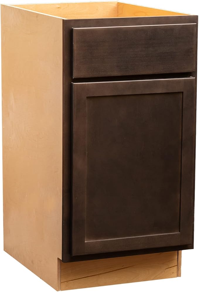 Quicklock RTA (Ready-to-Assemble) | Base Kitchen Cabinets - Shaker Style | Made in America (Espresso Stain, 18" Wx34.5 Hx24 D Base)