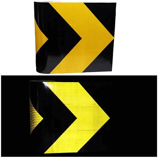 Reflective Tape Yellow and Black 20 inch Wide, Outdoor Waterproof Hazard Conspicuity Warning Industrial Marking Tape (66 feet)