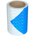 Reflective Tape Blue and White 4 inch X 10 feet, Outdoor Waterproof Hazard Conspicuity Warning Industrial Marking Tape