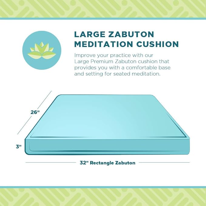 Zabuton Meditation Cushion for Workout - Supportive Yoga Floor Seat Cushion for Comfort & Posture Support - Natural Washable Cotton Fill kneeling Pad - Made in USA - Premium 32x26x3, Navy