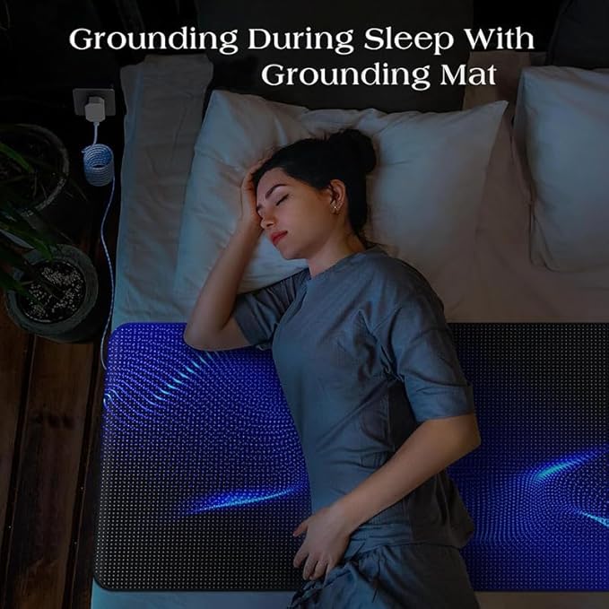 Grounding Mat for Improved Sleep, Reduced Anxiety, Pain, Inflammation, Headache Relief, Balance. Grounded Therapy Black (75.8 * 27.5inch)