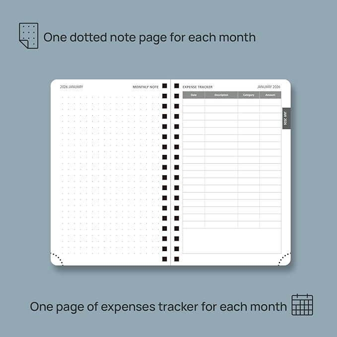 POPRUN Monthly Planner 2026-2027 (Pocket 4.25" x 6.25") 18 Months Calendar (Jan 2026 - Jun 2027) - 4 Pages per Month with Expense & Notes, Leather Cover, Sunday Starts - Night Sky Blue