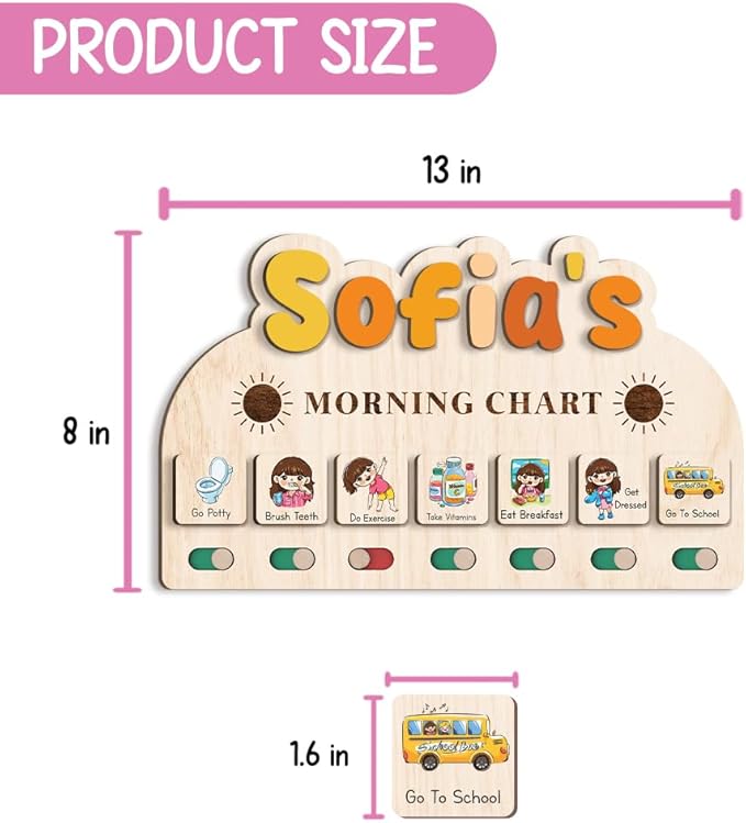 Morning Routine Chart, Morning Time Routine Chart, Kids Routine Chart, Wooden Daily Morning Routine Chart, Visual Schedule for Toddler Morning Routine
