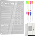 Chore Chart, Clear Dry Erase Board, Magnetic Erasable Planner, 11.97x8.98 Inches, Reusable Organizer for Kids Children Teens Adults Family Home Daily Tasks and Weekly Routine Use