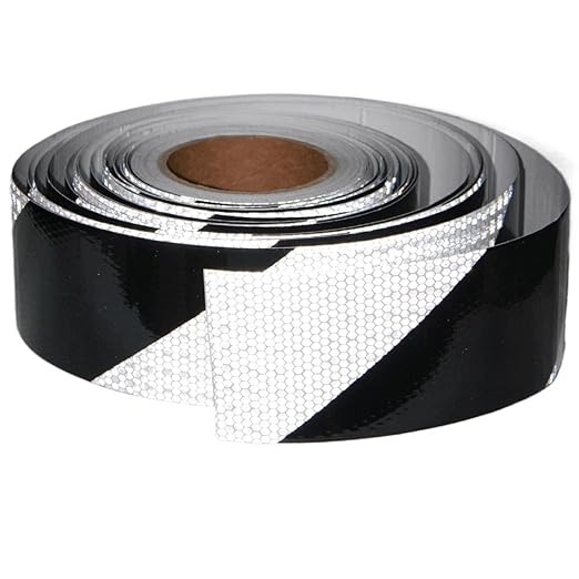Black White Reflective Tape Outdoor Waterproof 3 inch X 166 feet, High Visibility Hazard Conspicuity Safety Industrial Marking Tape