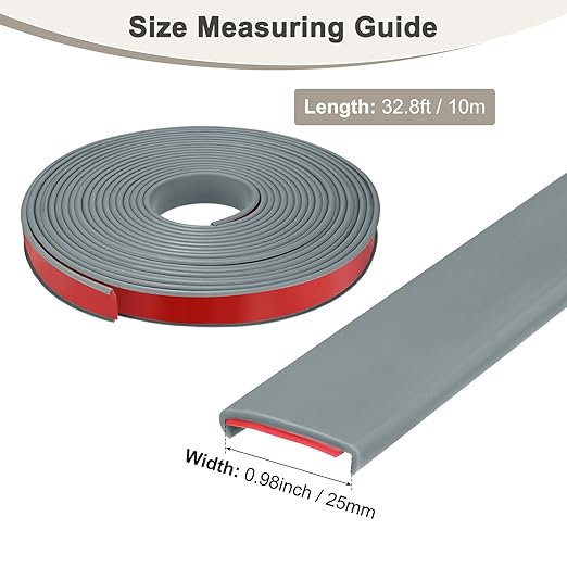 U-Shape Edge Banding, 0.98 Inch x 32.8 FT Self Adhesive Rubber Edge Trim Flexible TPE Corner Protector for Desk/Shelves/Furniture/Countertop/Table/Cabinet/Plywood [Gray]