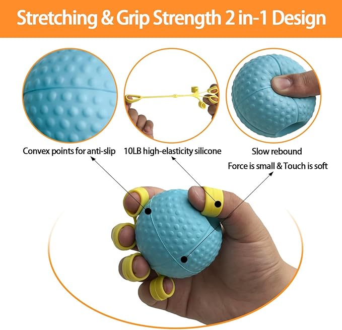 Hand Exercise Ball Squeeze Balls for Hand Therapy Finger Extension Exerciser Finger and Wrist Strengthener, Hand Grip Strengthener for Elderly, Weak Hand, Arthritis, Stroke, Carpal Tunnel