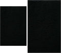 Bathroom Rugs Sets 2 Piece, Extra Soft Chenille Bath Mat Ultra Absorbent Bathroom Rug, Bathroom Mat with Sturdy PVC Non-Slip Bottom, Machine Washable Bath Rugs (20x32 Inch + 16x24 Inch, Black)