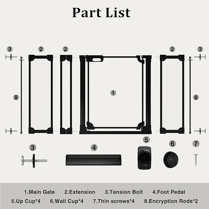 WAOWAO Clear Baby Gate for Stairs Modern Design Acrylic Auto Close Pet Gate, 48.42-57.08" Wide Safety Baby Gate for Doorways,Black Clear Dog Gates Indoor, Hallways,Kitchen