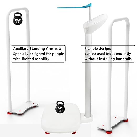 Assist The Elderly in Measuring Weight gain While Standing, with an Electronic Scale with armrests, Suitable for use in clinics, Hospitals, Schools, Nursing Homes (Coconut Meat White)