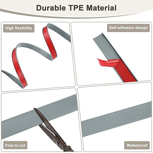 U-Shape Edge Banding, 1.18 Inch x 16.4 FT Self Adhesive Rubber Edge Trim Flexible TPE Corner Protector for Desk/Shelves/Furniture/Countertop/Table/Cabinet/Plywood [Gray]