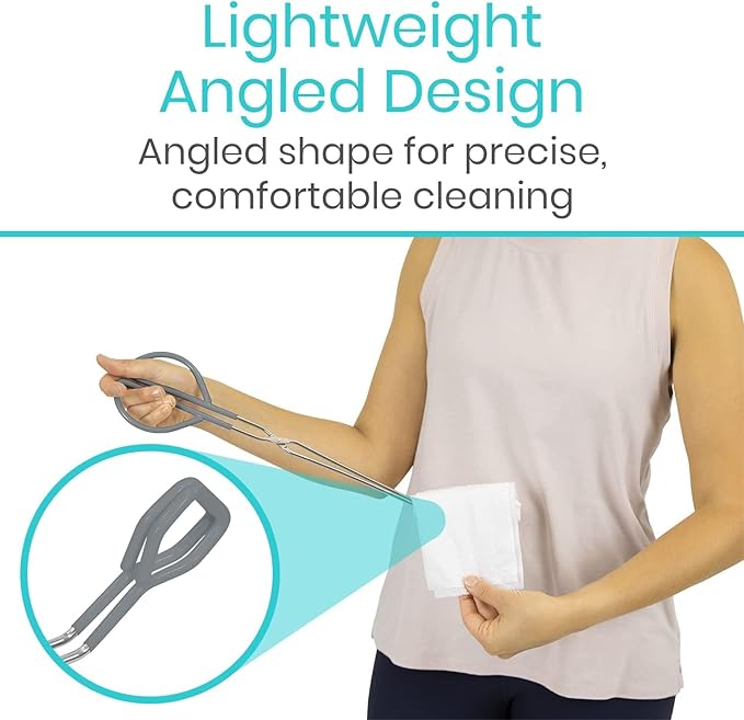Vive Toilet Aids for Wiping Bottom - Tongs for Toileting, Wiper Reacher Tool, Self Wipe Assist - Handicap Accessories for Daily Living, Limited Mobility - Long Handle