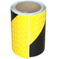 Yellow Black Reflective Tape 4 inch X 10 feet, Outdoor Waterproof Hazard Conspicuity Warning Industrial Marking Tape