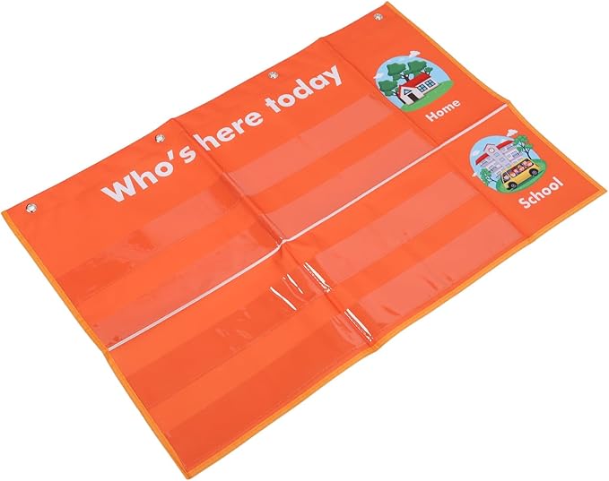 Attendance Pocket Chart with Large Cards, Classroom Management Chart for Preschool, Daily Schedule Attendance Chart for Kindergarten, School Attendance Tracking Tool with PVC Mater
