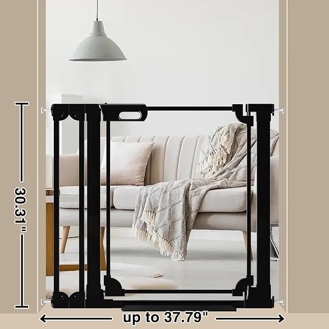 WAOWAO Clear Baby Gate for Stairs Modern Design Acrylic Auto Close Pet Gate, 48.42-57.08" Wide Safety Baby Gate for Doorways,Black Clear Dog Gates Indoor, Hallways,Kitchen