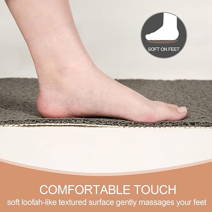 Joyhalo Shower Mat Bathtub Mat Non Slip, Bathmats Non Slip, Quick Drying Foot Scrubber Loofah Mats for Shower, Tub, Bathroom, Home, 17 * 24inch, Grey