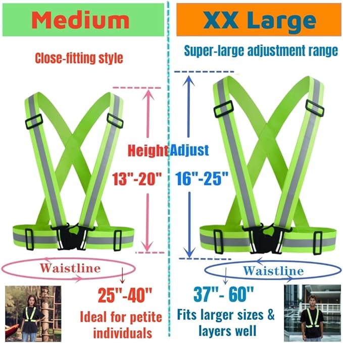 Adjustable Reflective Safety Vest-360° Silver Straps for Cycling,Construction