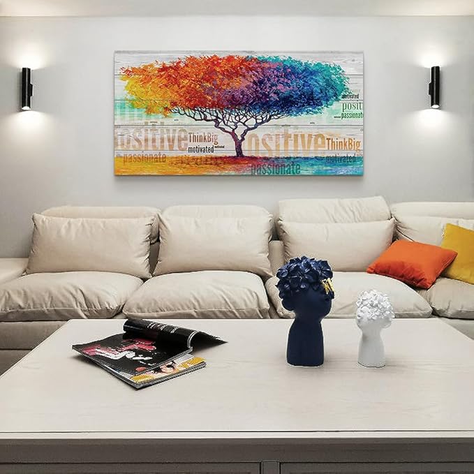 Lapremoly Boho Wall Decorations For Living Room Canvas Wall Art For Bedroom Large Size Office Wall Decor Abstract Color Tree Paintings Walls Pictures Artworks ReadyTo Hang Home Decoration 20"X40"