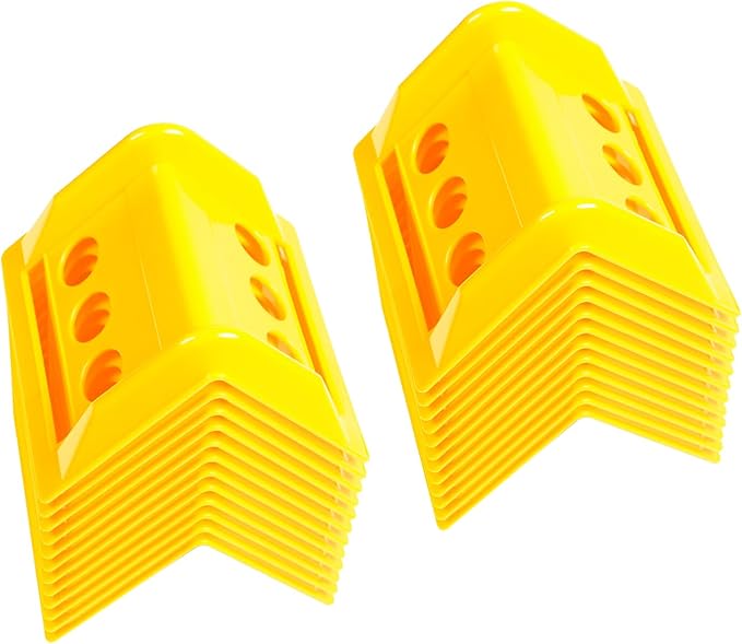 24 Pack 4" Flatbed Edge Protectors with Carrying Case, 4" Winch Ratchet Straps Plastic Corner Protectors for Flatbed Cargo Load (Yellow)
