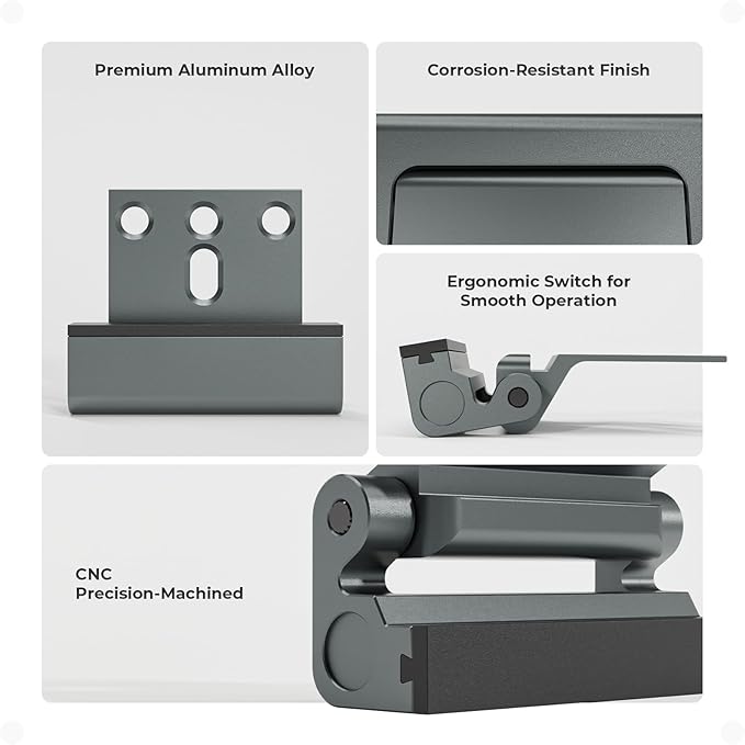 6Pack Home Security Door Reinforcement Lock, Childproof Safety Door Lock Latch Inside Stopper, Add High Security to Prevent Home Unauthorized Entry, Aluminum Construction Finish Grey
