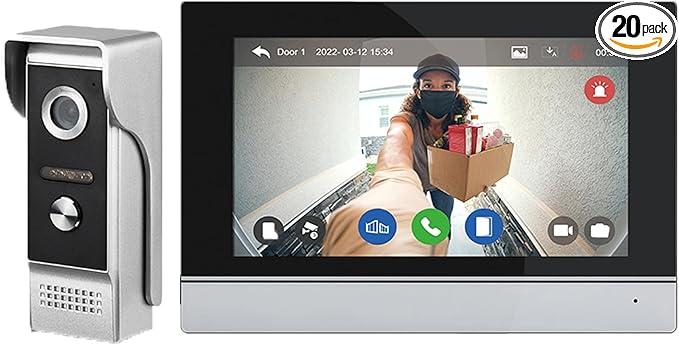 7-Inch Touchscreen Video Doorbell & Indoor Display Set. Wired via 4-Core Cable for Power + Tuya App Remote Access. 1080P HD, Motion Alerts, Color Night Vision, Local Storage, No Subscription.