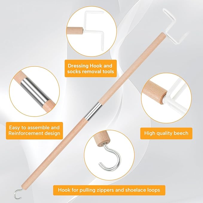 27.2"Dressing Stick,Long Handle Dressing Aid Stick for Elderly and Hip Surgery,Daily Dressing Aid for Pants, Shirts and Sock