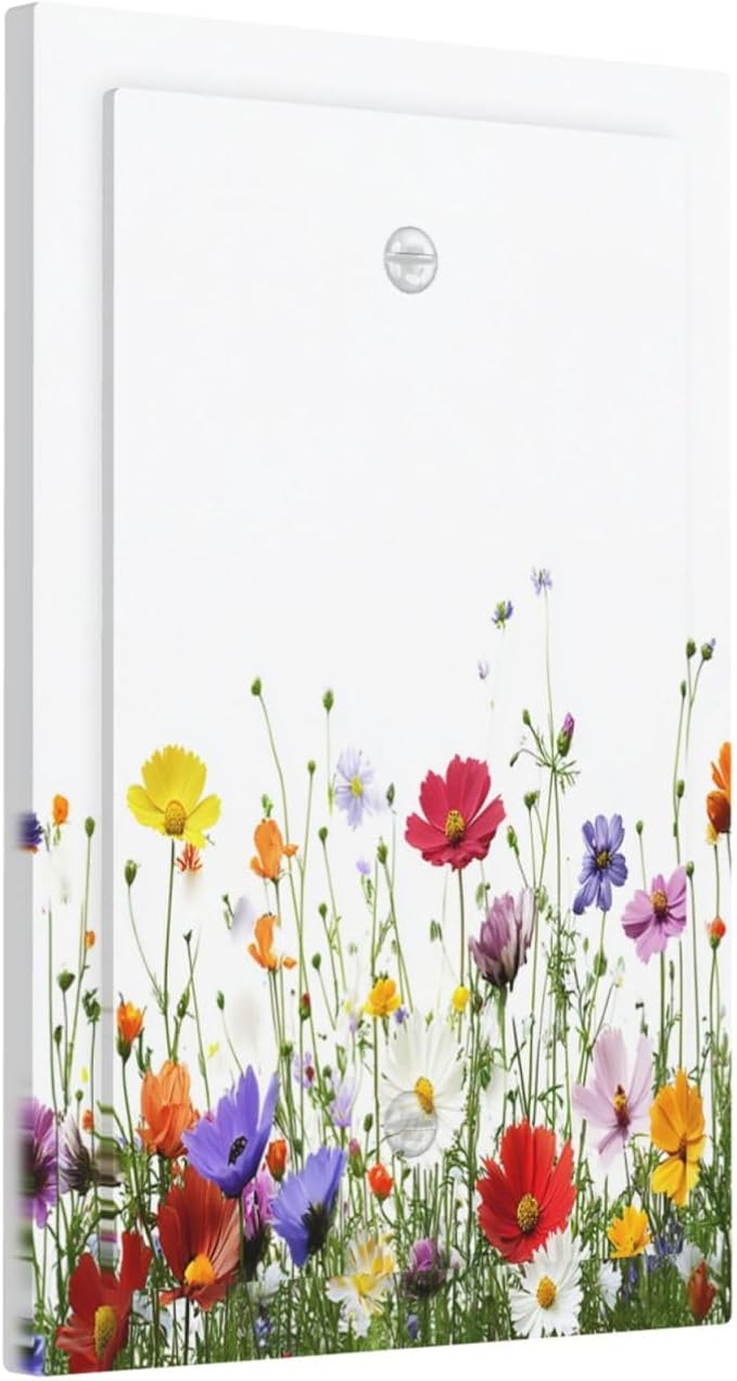 Light Switch Cover Plate Colorful Wildflowers Plant Floral Daisy 1 Gang No Device Blank Electrical Wall Plates Faceplate Decorative Switch Plate For Bed Room Living Room Decor