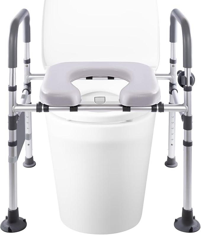 Adjustable Raised Toilet Seat with Handles - FSA HSA Eligible Toilet Riser for Seniors & Handicap, Fits Any Toilet, Supports 400lbs